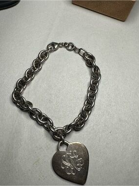 Sterling Silver Heart Tag Link Bracelet